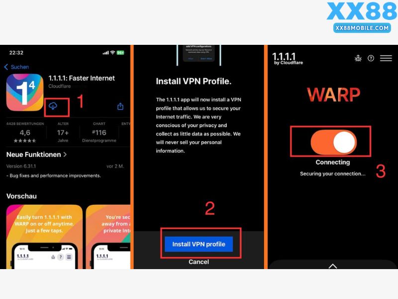 Hướng dẫn cài đặt 1.1.1.1 để vào XX88 trên điện thoại
